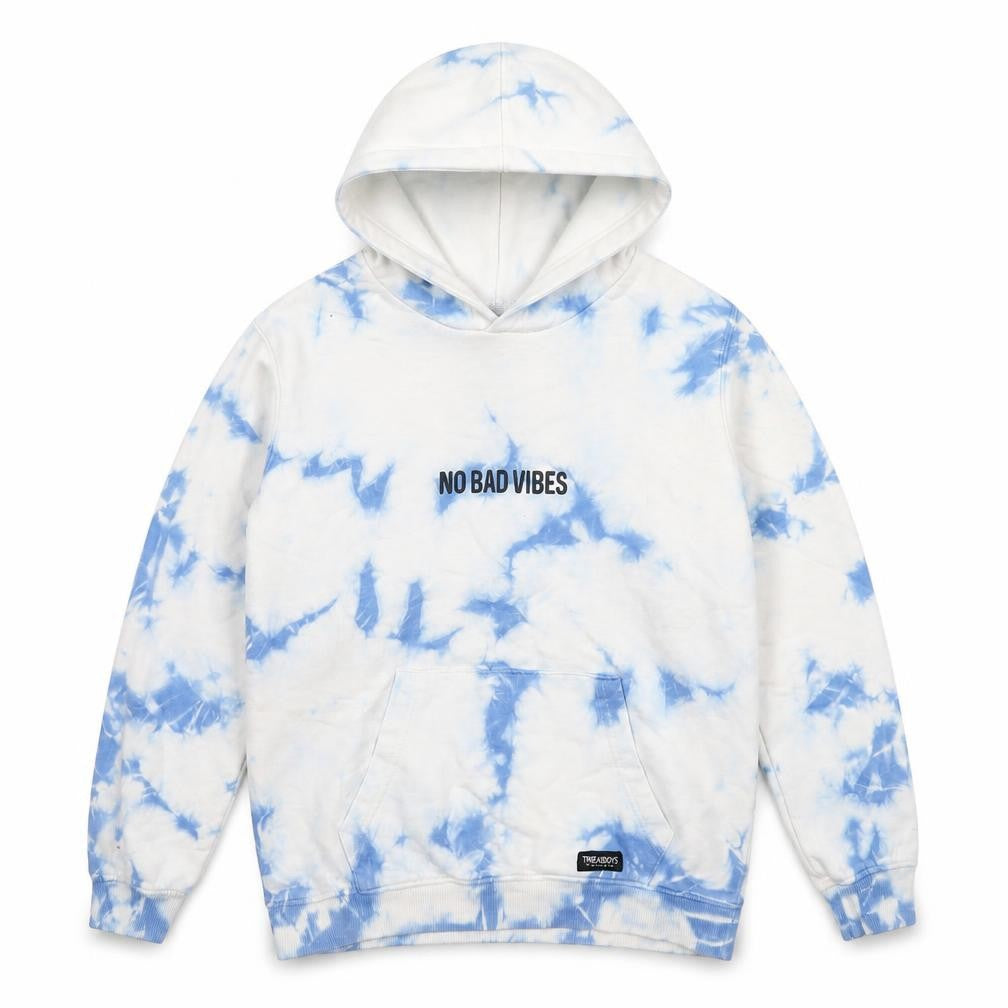 Front view of Threadboys boys’ blue tie-dye hoodie pullover 11-12 years