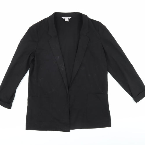 H&M Women's Black Blazer Size 10 Lined Regular Fit
