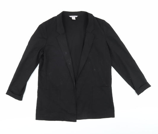 H&M Women's Black Blazer Size 10 Lined Regular Fit