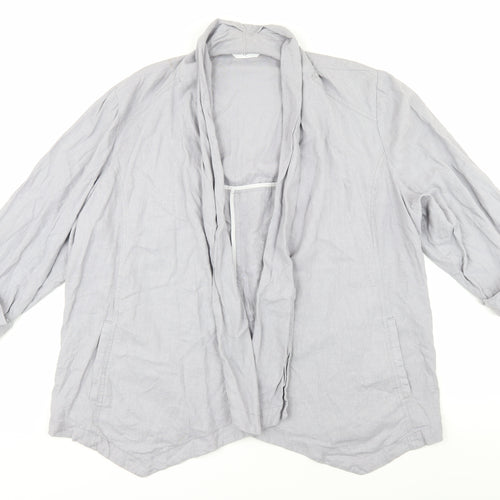 Arcadia Women's Grey Linen Viscose Relaxed 3/4 Sleeve Jacket Size 22