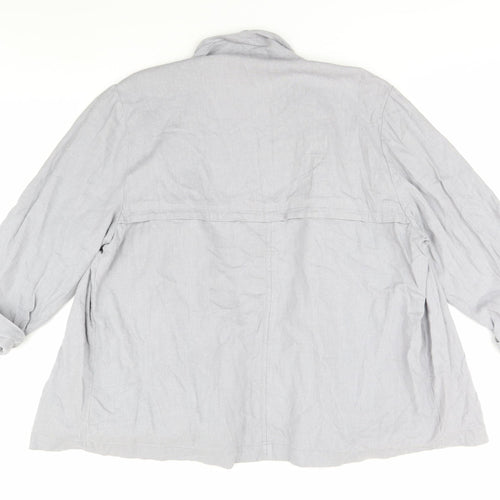 Arcadia Women's Grey Linen Viscose Relaxed 3/4 Sleeve Jacket Size 22