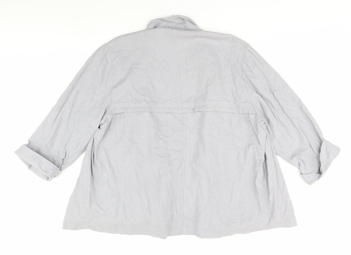 Arcadia Women's Grey Linen Viscose Relaxed 3/4 Sleeve Jacket Size 22