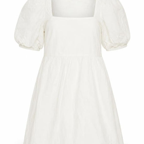 Monki Women’s White Cotton A-Line Puff Sleeve Dress