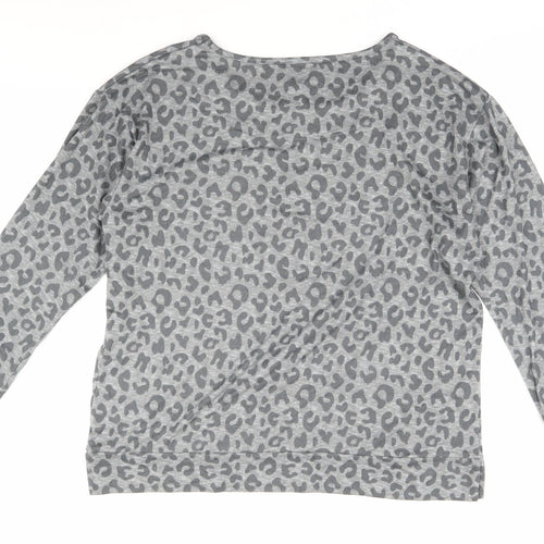 John Lewis Women's Grey Leopard Print Pullover L
