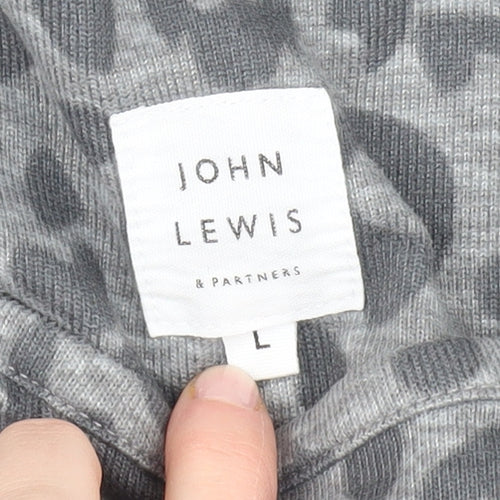 John Lewis Women's Grey Leopard Print Pullover L