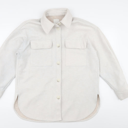 H&M Women's White Mid-Length Jacket, Size S