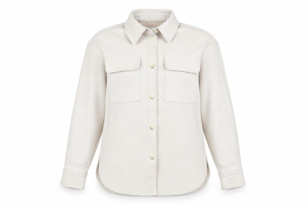 Front view of H&M Women's White Mid-Length Jacket, size S
