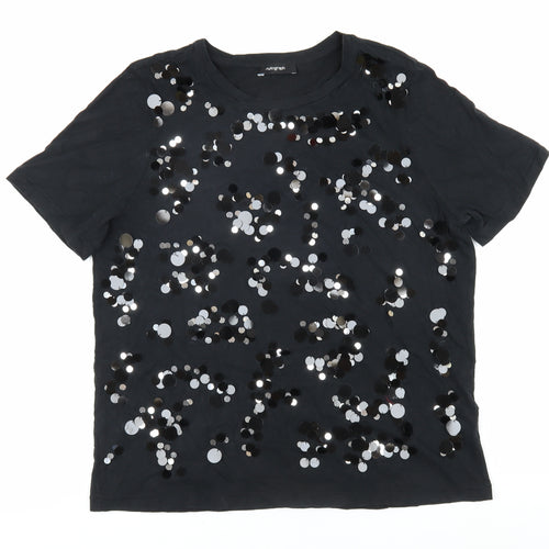 Marks and Spencer Women's Black Sequin T-Shirt, Size 12