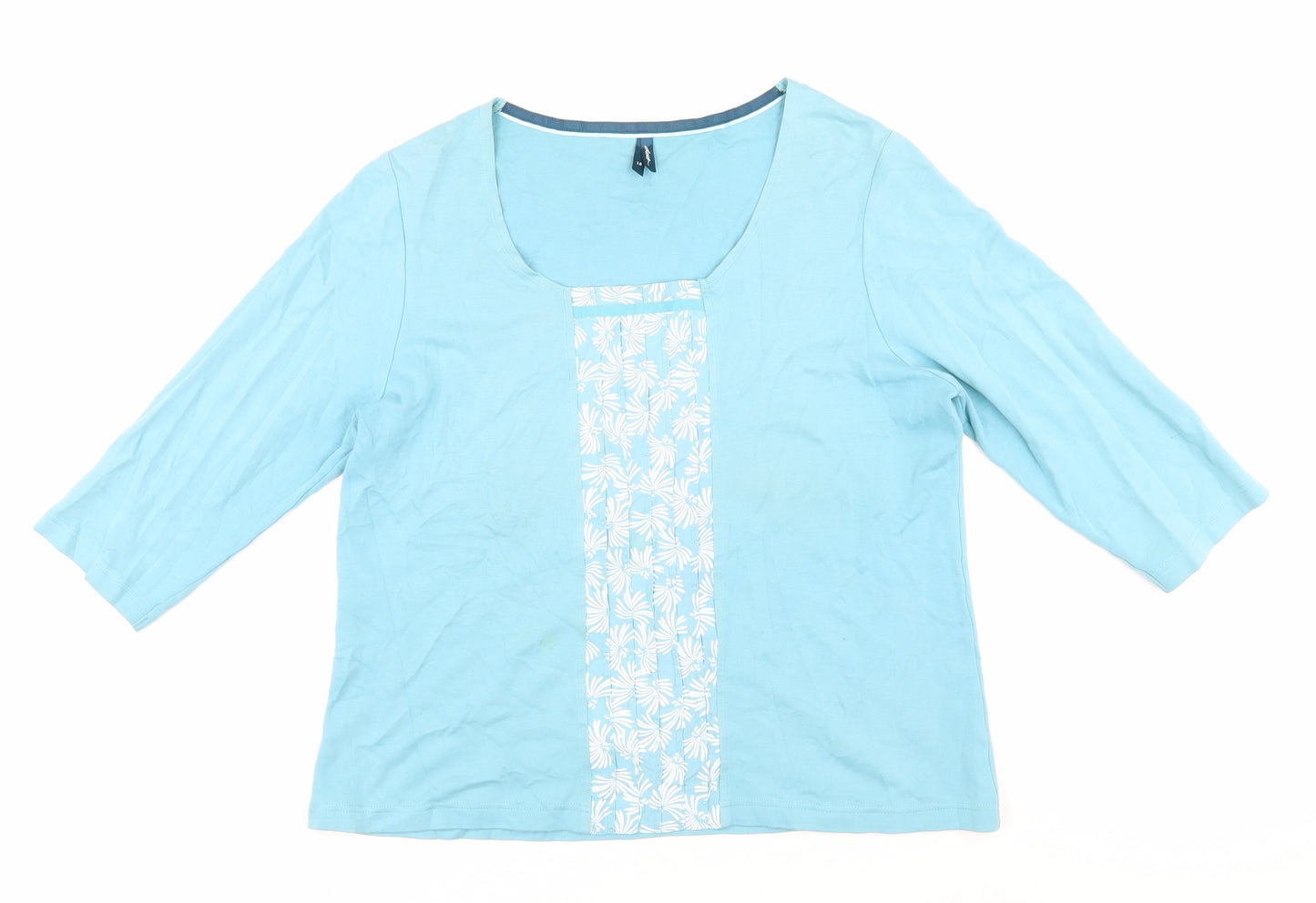 DASH Women's Blue Blouse, Size 18, Casual Scoop Neck