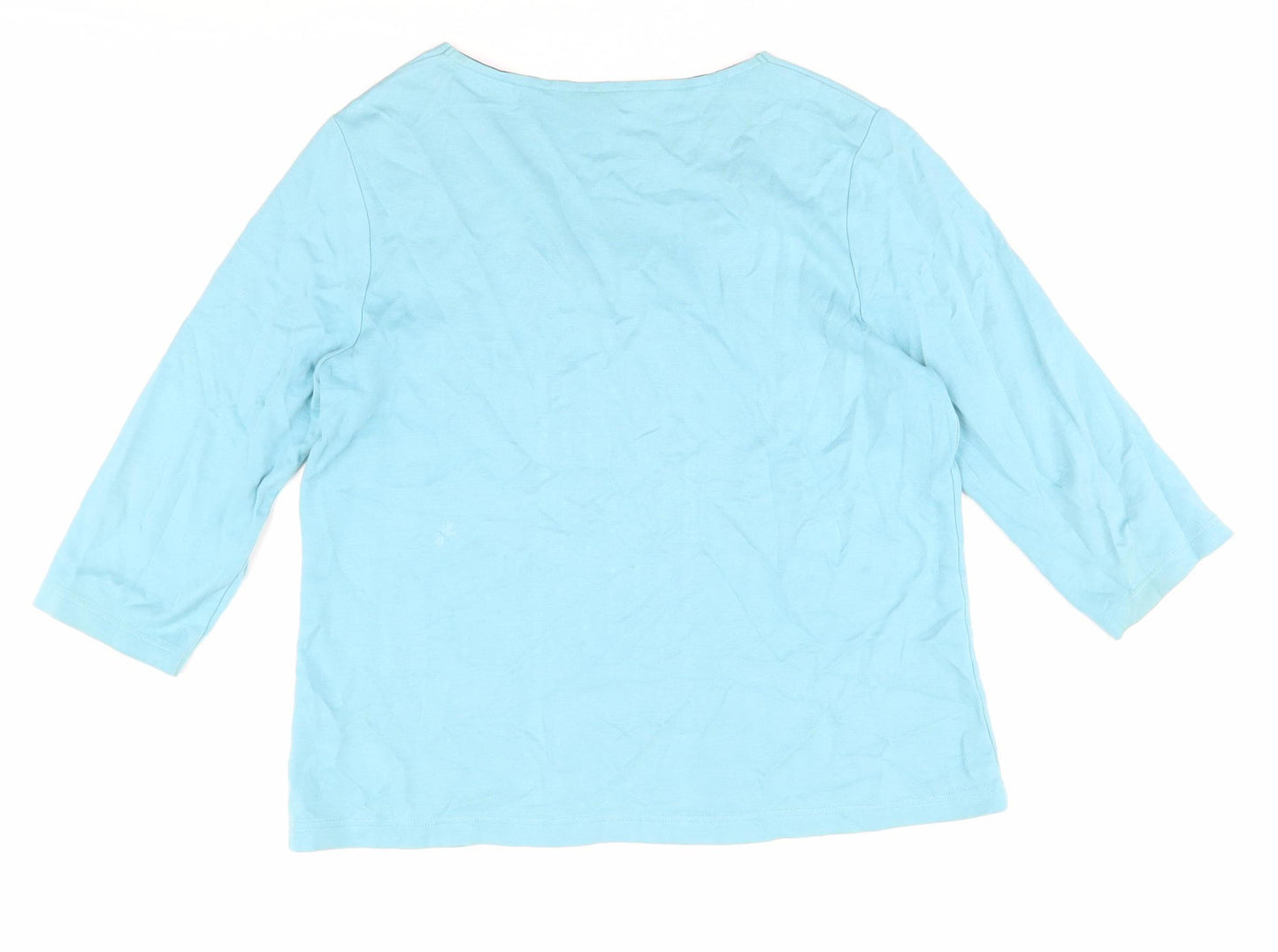 DASH Women's Blue Blouse, Size 18, Casual Scoop Neck