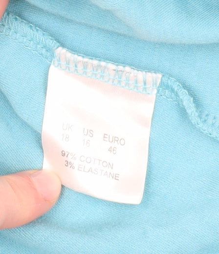 DASH Women's Blue Blouse, Size 18, Casual Scoop Neck