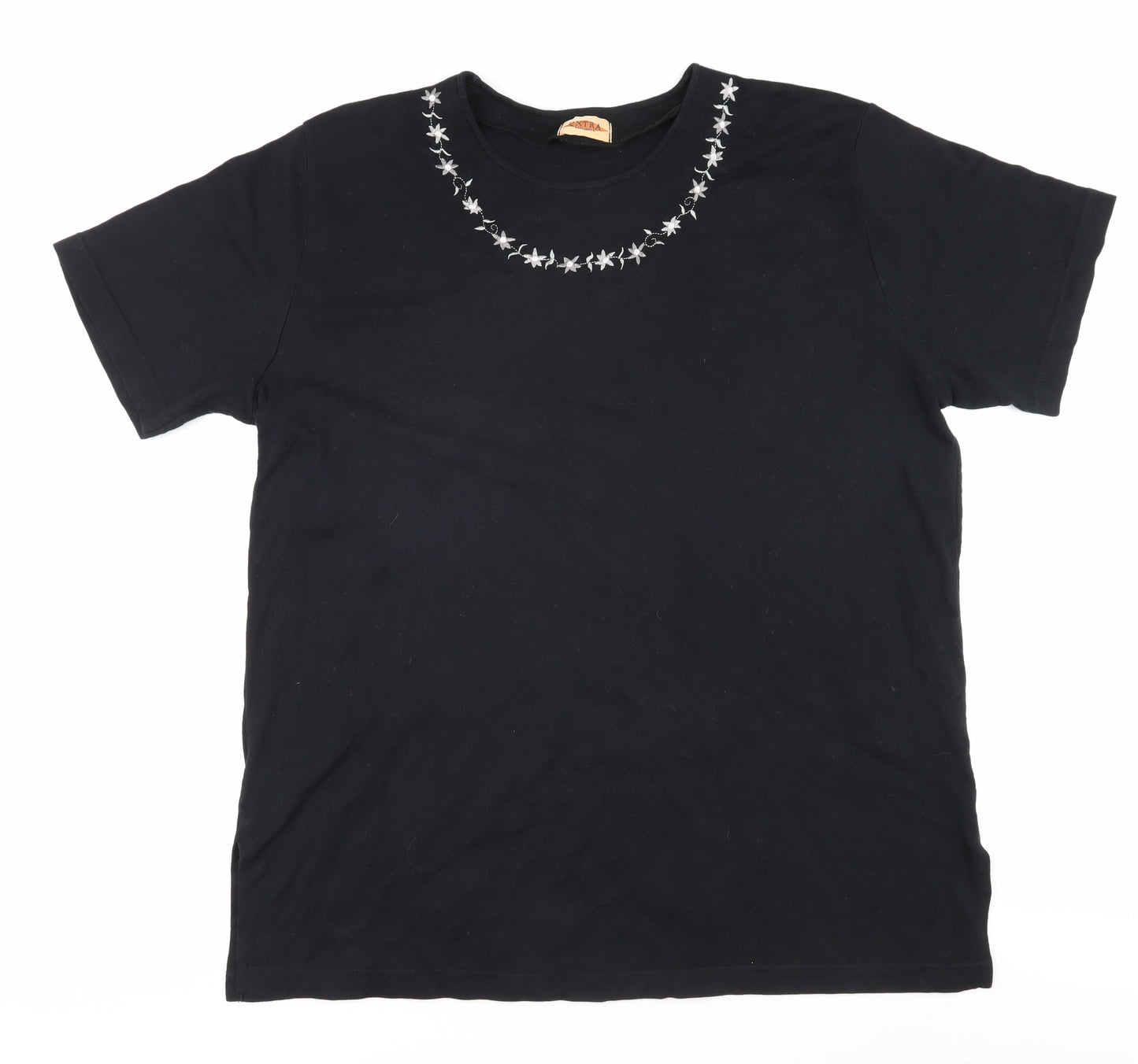 EXTRA Women's Black Embroidered T-Shirt Size 20