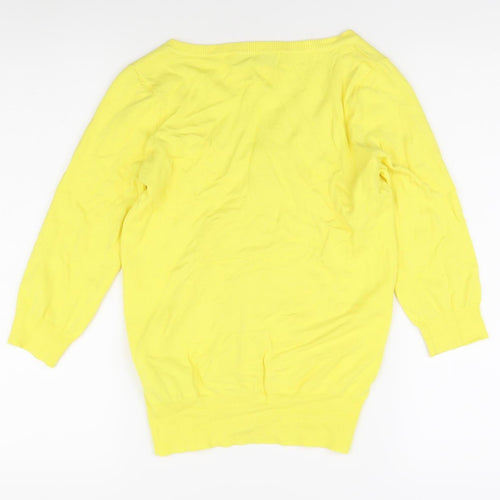 Zara Women's Yellow V-Neck Cardigan Size 12