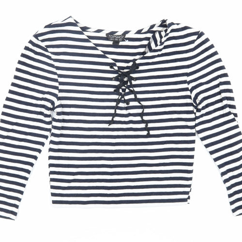 Topshop Women's Striped Blouse, Size 8, Cotton