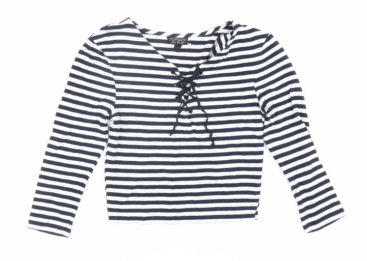 Topshop Women's Striped Blouse, Size 8, Cotton
