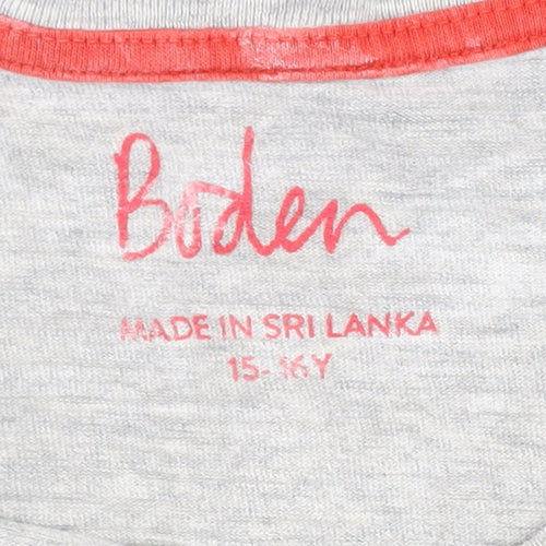 Boden Grey Teen T-Shirt, Size L, Basic Style, Crew Neck