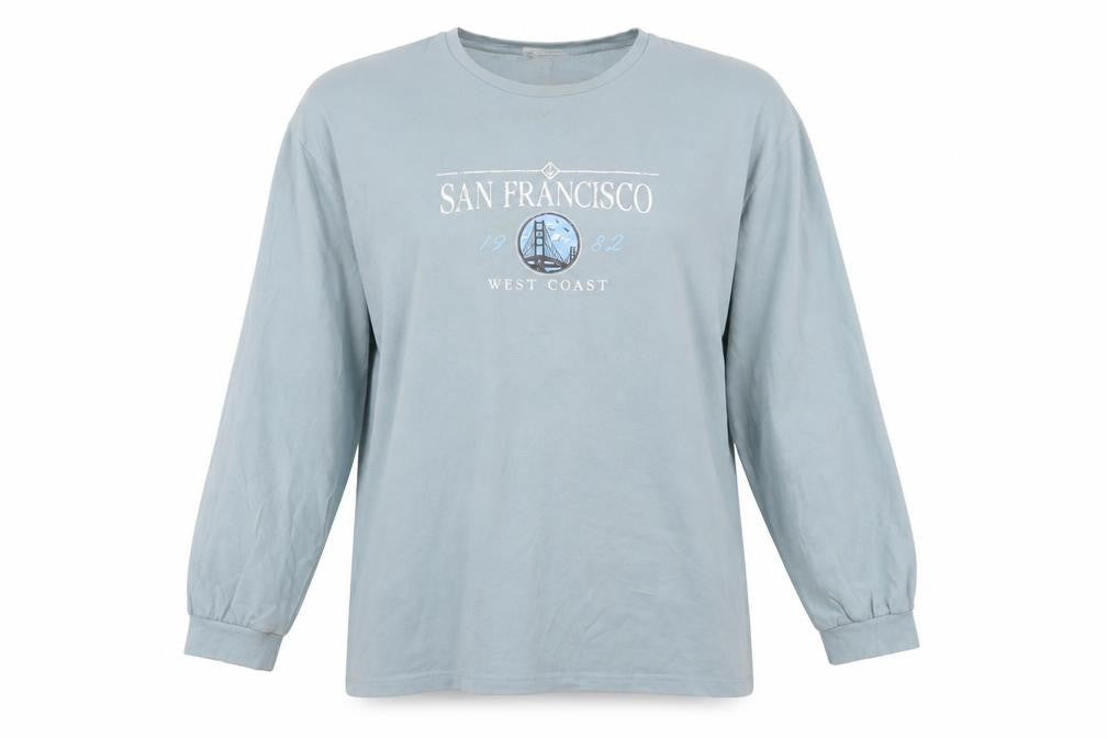 Front view of Miss Selfridge Women's Blue Long Sleeve Jersey Top