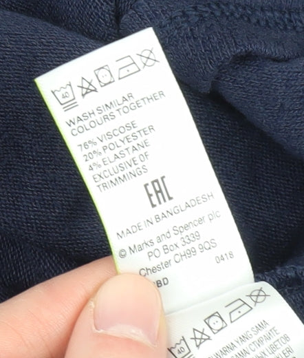 Marks and Spencer Women's Blue Mock Neck Dress Size 8