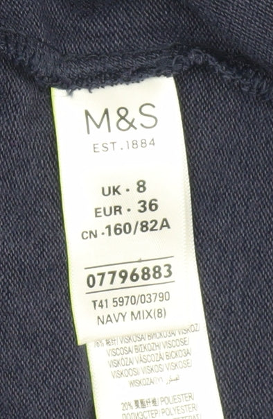 Marks and Spencer Women's Blue Mock Neck Dress Size 8