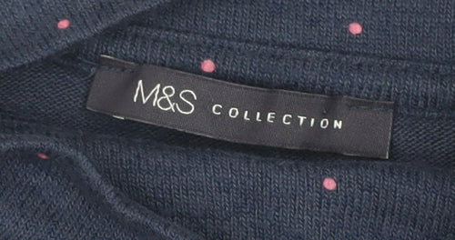 Marks and Spencer Women's Blue Mock Neck Dress Size 8