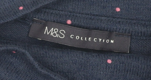 Marks and Spencer Women's Blue Mock Neck Dress Size 8