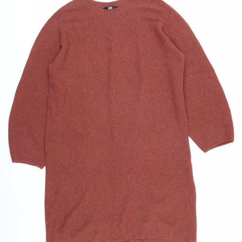 Uniqlo Women's Brown Knit Jumper Dress M 3/4 Sleeve