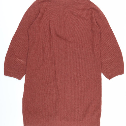 Uniqlo Women's Brown Knit Jumper Dress M 3/4 Sleeve