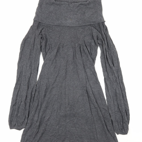 Oasis Women Grey Knit Long Sleeve Cowl Neck Dress XS