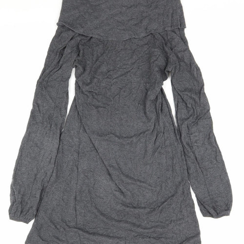 Oasis Women Grey Knit Long Sleeve Cowl Neck Dress XS