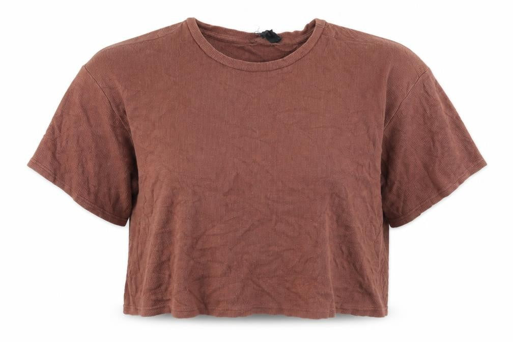 Front view of Wednesday's Girl Women Brown Relaxed Basic T-Shirt