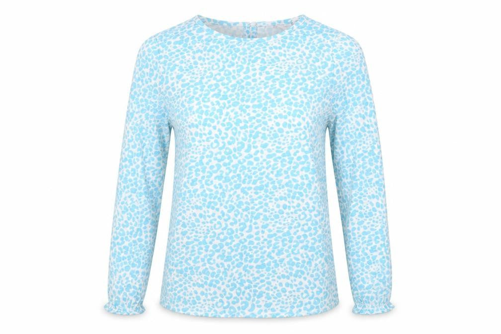 Front view of Dannii Minogue Women's Blue XS Crew Neck Blouse