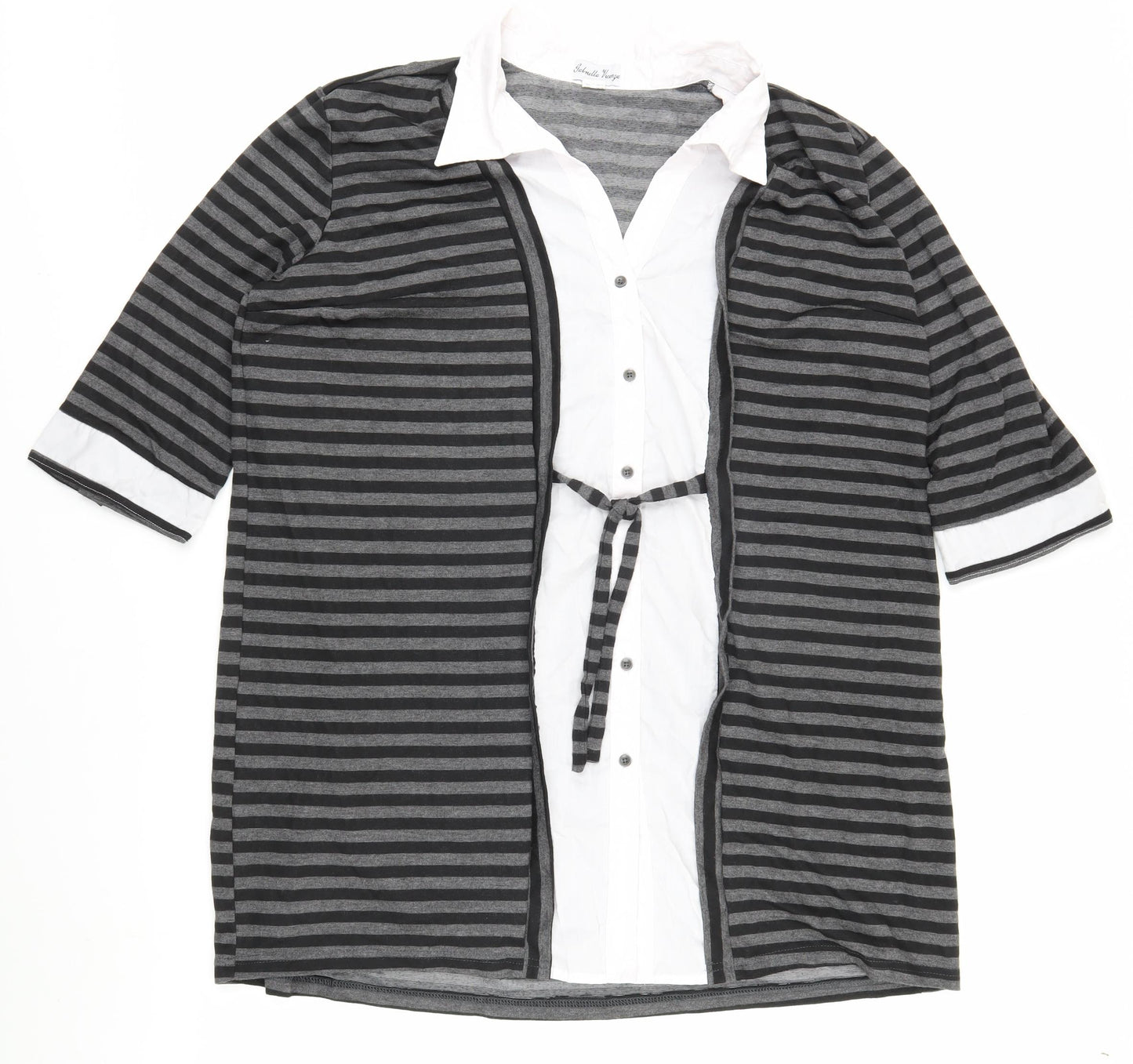 Gabriella Vicenza Women’s Plus Black Striped Wrap Blouse