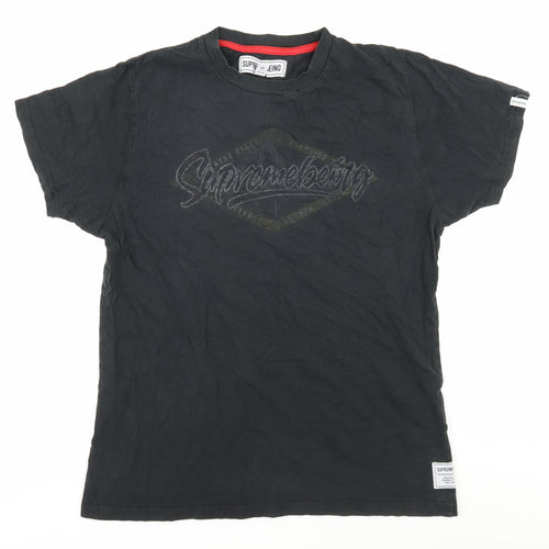 Supremebeing Mens Black Crew Neck T-Shirt M Logo