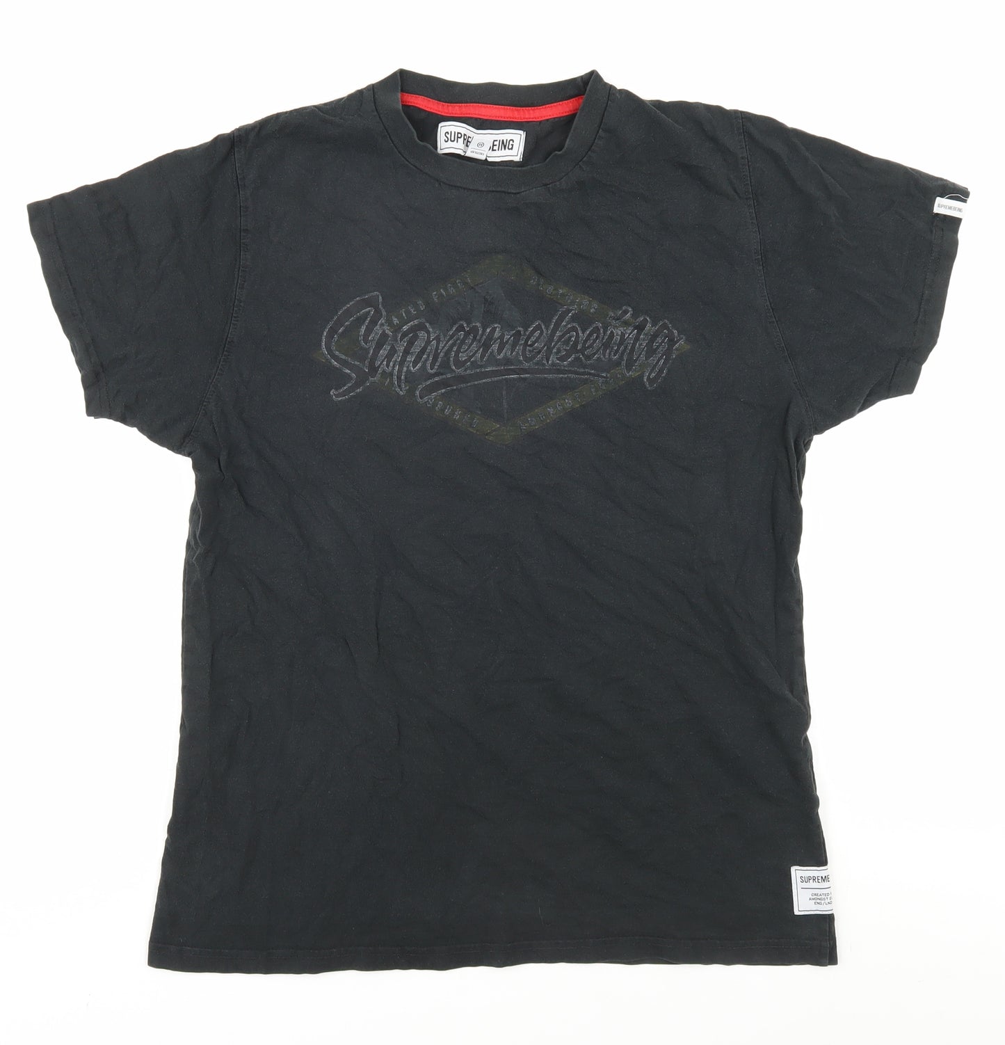 Supremebeing Mens Black Crew Neck T-Shirt M Logo