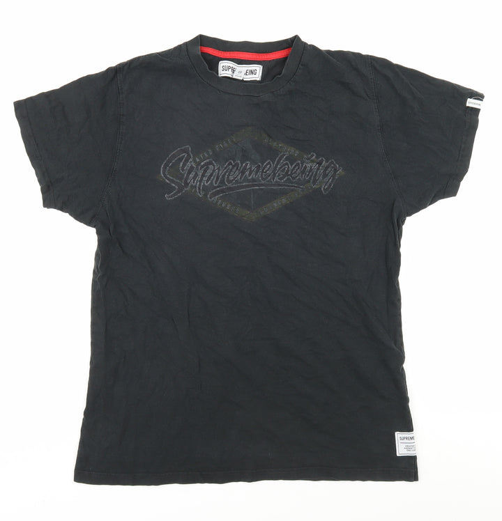 Supremebeing Mens Black Crew Neck T-Shirt M Logo
