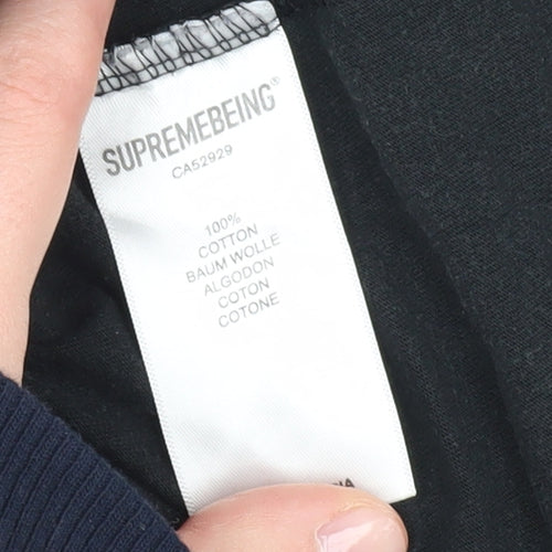 Supremebeing Mens Black Crew Neck T-Shirt M Logo