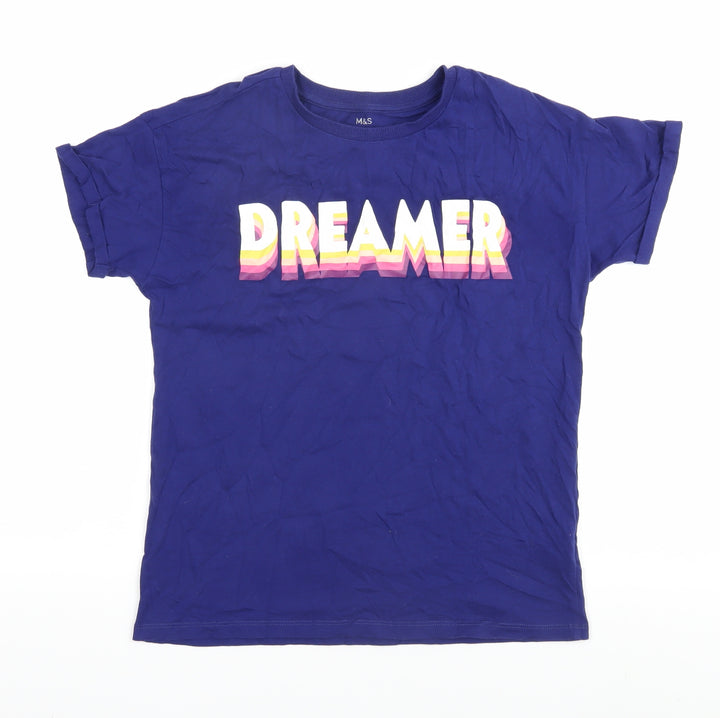 Marks and Spencer Girls Blue Graphic T-Shirt 12-13 Years