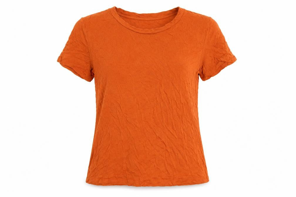 Front view of Warehouse Women's Orange Basic T-Shirt, size 10