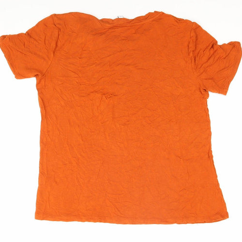 Warehouse Women's Orange Basic T-Shirt Size 10