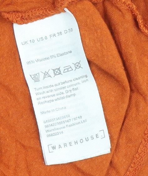 Warehouse Women's Orange Basic T-Shirt Size 10