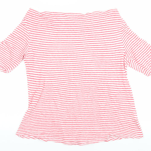 John Lewis Women Red Striped 14 Boat Neck T-Shirt