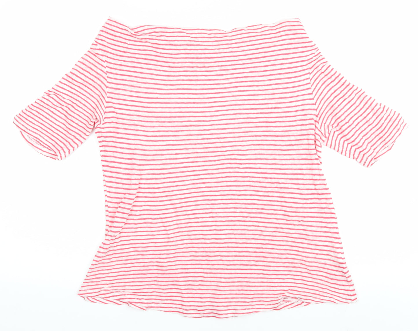 John Lewis Women Red Striped 14 Boat Neck T-Shirt