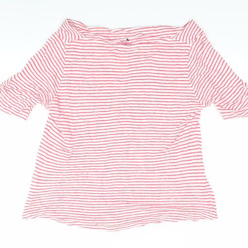 John Lewis Women Red Striped 14 Boat Neck T-Shirt