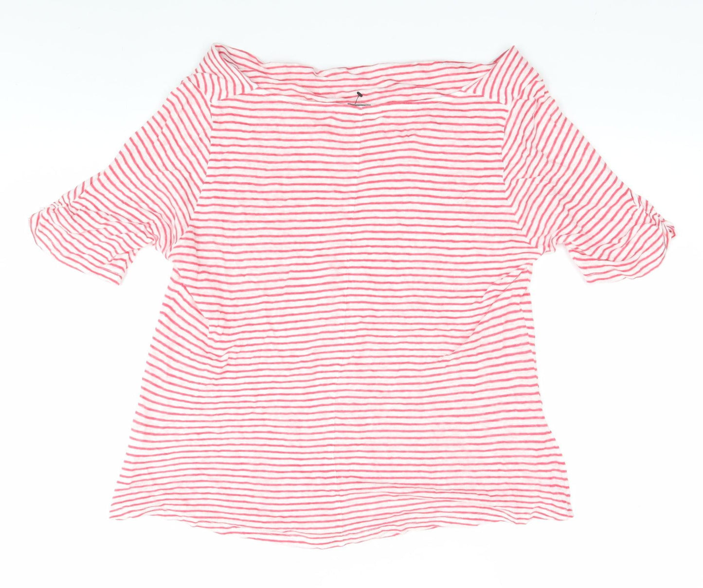John Lewis Women Red Striped 14 Boat Neck T-Shirt