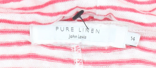John Lewis Women Red Striped 14 Boat Neck T-Shirt