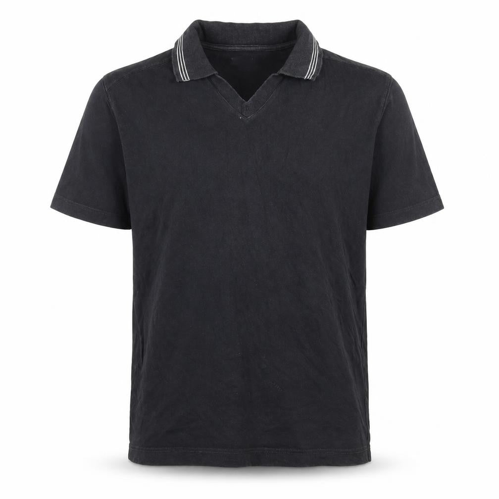 Front view of Whispering Smith unisex black m polo shirt