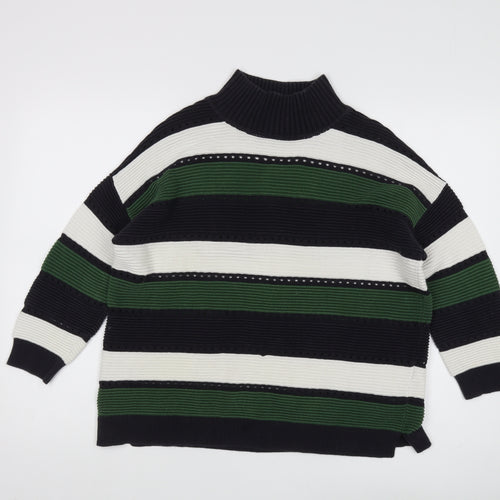 French Connection Women's Black Striped Pullover Jumper