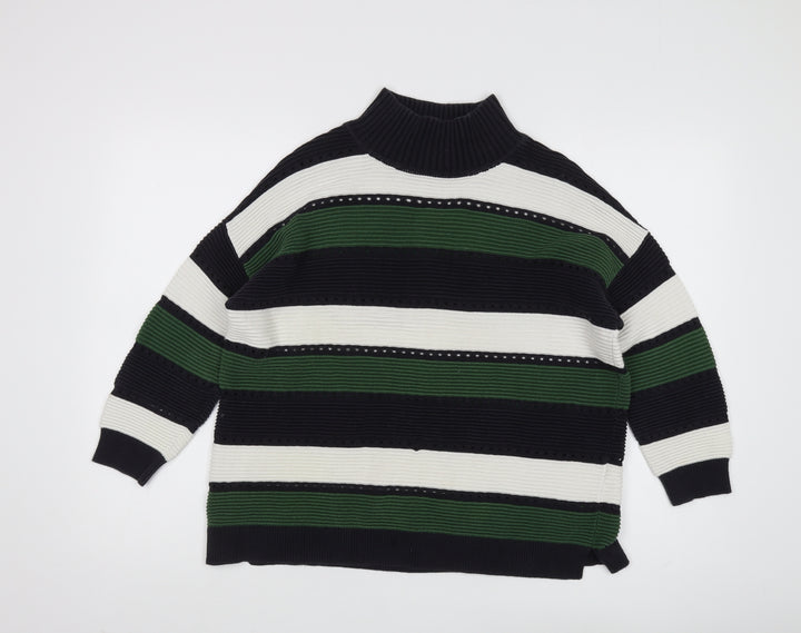 French Connection Women's Black Striped Pullover Jumper
