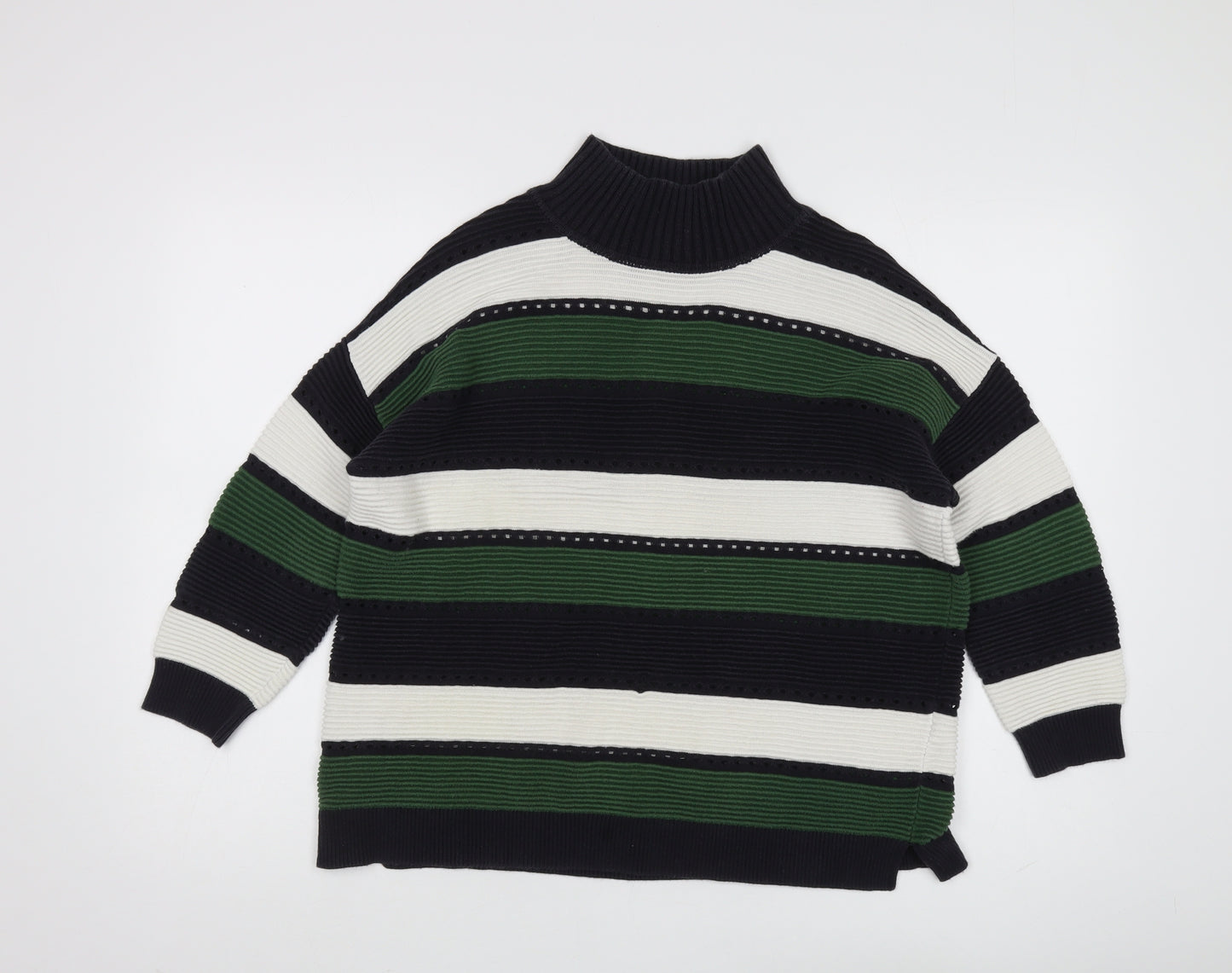 French Connection Women's Black Striped Pullover Jumper
