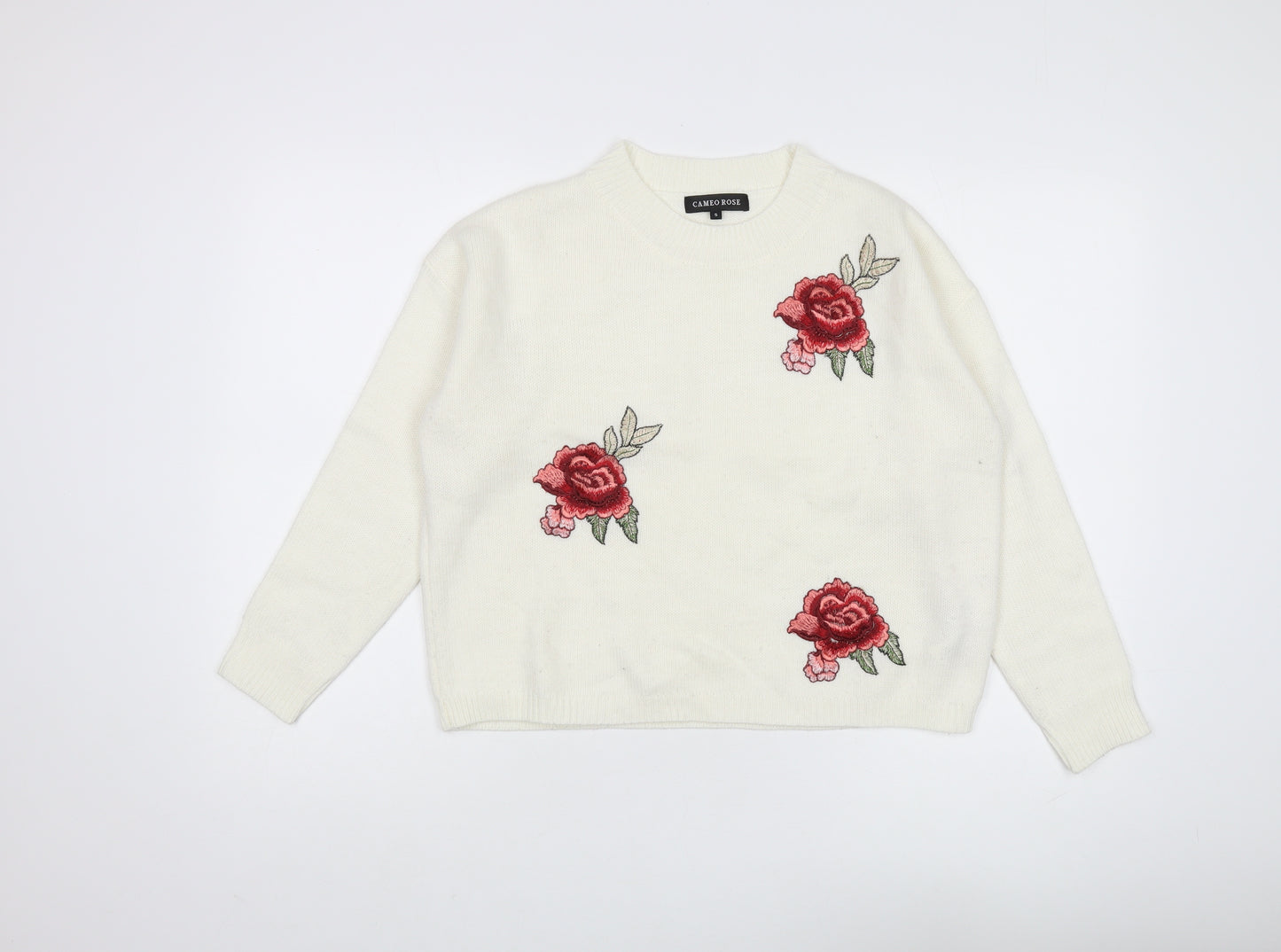 Cameo Rose Women's Ivory Floral Pullover Jumper S